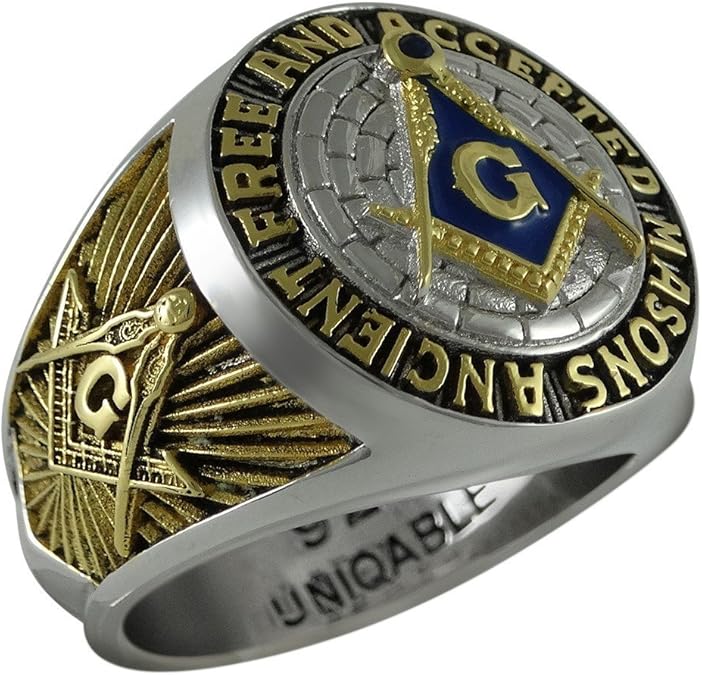 Ancient Free and Accepted Masons Masonic Sterling Silver 925 Mason 18k