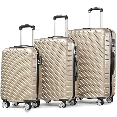 Flieks Hartschale Trolley Koffer Reisekoffer Zwillingsrollen Reisekoffer mit Zahlenschloss Handgepäck mit 4 Doppel-Rollen, XL
