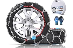 AUVEBY Snow-Chains Auto Fixing 1 Min Quick Fit Easy Installation Tire-Chains, Christmas Gifts for Safety, Universal Emergency Tire Traction Chain for Passenger Car and SUV - Set of 2 (XM-130)