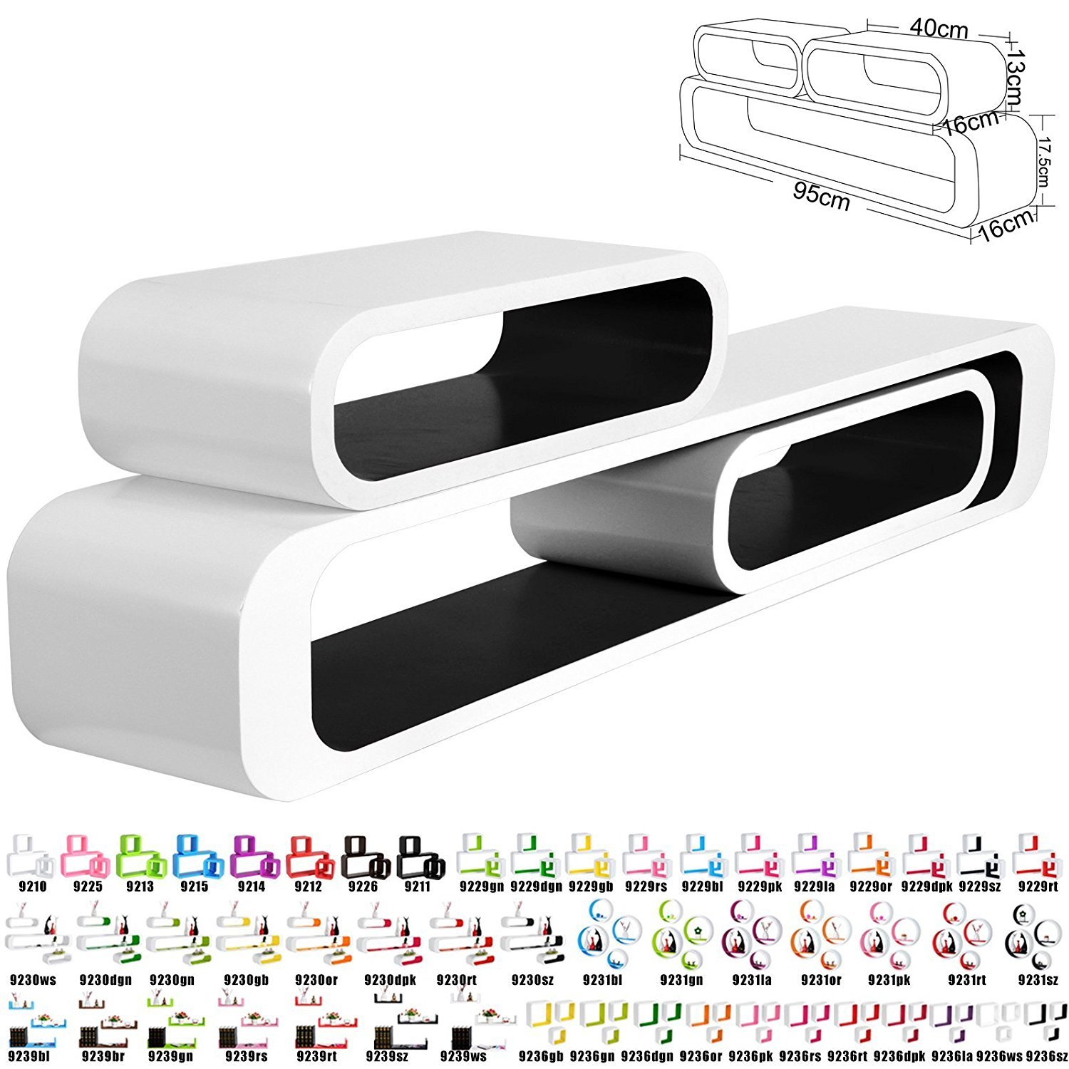 Luxury Set of 3 Cube Floating Shelves with Retro Design Wall Mounted