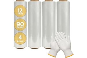Berry Heavy Duty 12" Stretch Film Wrap | 1500 ft Clear Shrink Wrap | Tear-Resistant Polyethylene Packing Film | Pallet Wrap f