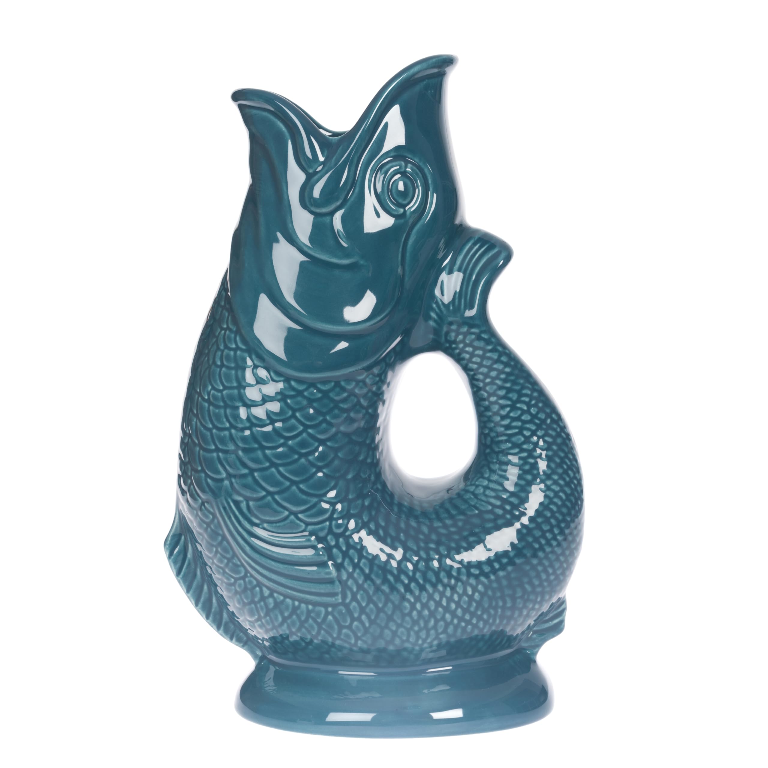 Gurgly Iconic Teal Glug Jug Large 28cm 1.4L – Fish Water Jug, Decorative Fish Vase, Ornament, Carafe