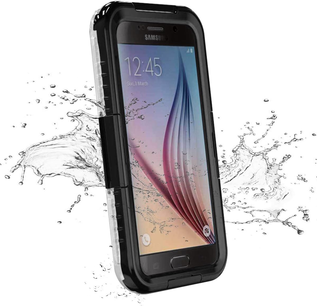 Galaxy S6 Waterproof Case, iThrough Waterproof Case, Dust,Snow,Shock Proof Case with Silicone Membrane Screen Protector, Protective Carrying Cover Case for Galaxy S6, Galaxy S6 Edge (Black)