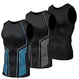 Odoland 3 Pack Men Compression Shirt, Tummy Control