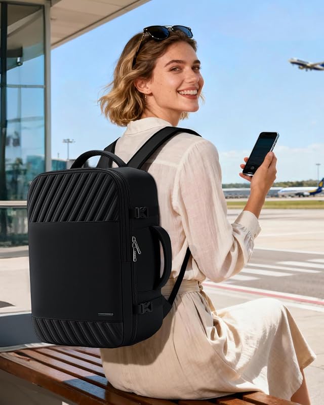 Mochila para Viaje Cabina de Avion Mujer 40x20x25 (20L), Negro