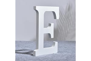 AOOLADA 10 Inch Wooden Letter E for Wall Decor, Large White Wood Standing Letters for DIY Crafts and Wedding Birthday Party D