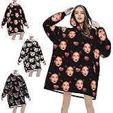 Custom Blanket Hoodie Personalized Photo Text Wearable Blanket Women's Adult Valentine's Day Gift
