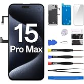 CYKJGS for iPhone 15 Pro Max Screen Replacement with Earpiece 6.7" LCD | 3D Touch Display Digitizer Full Assembly with Ambient Light Sensor Proximity Sensor Repair Fix Tools Kit A3106 A2849 A3105
