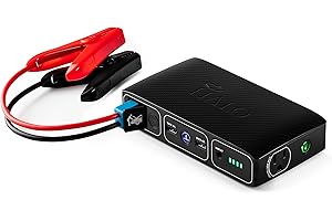 HALO Bolt 58830 ACDC Portable Car Battery Jump Starter | 58.8Wh USB Power Bank with AC Outlet, Emergency Floodlight & Charger, Jumps Cars SUVs & Trucks, Powers Phones & Laptops, TSA Approved — Black