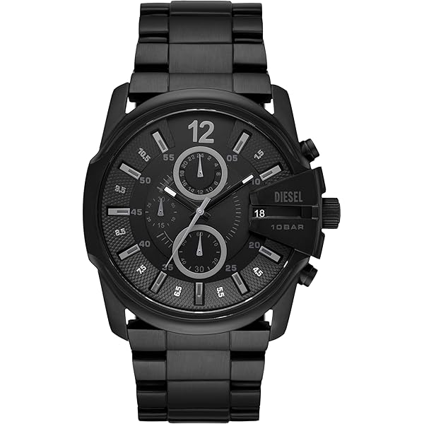 Amazon.com: Diesel Mega Chief Stainless Steel and Leather