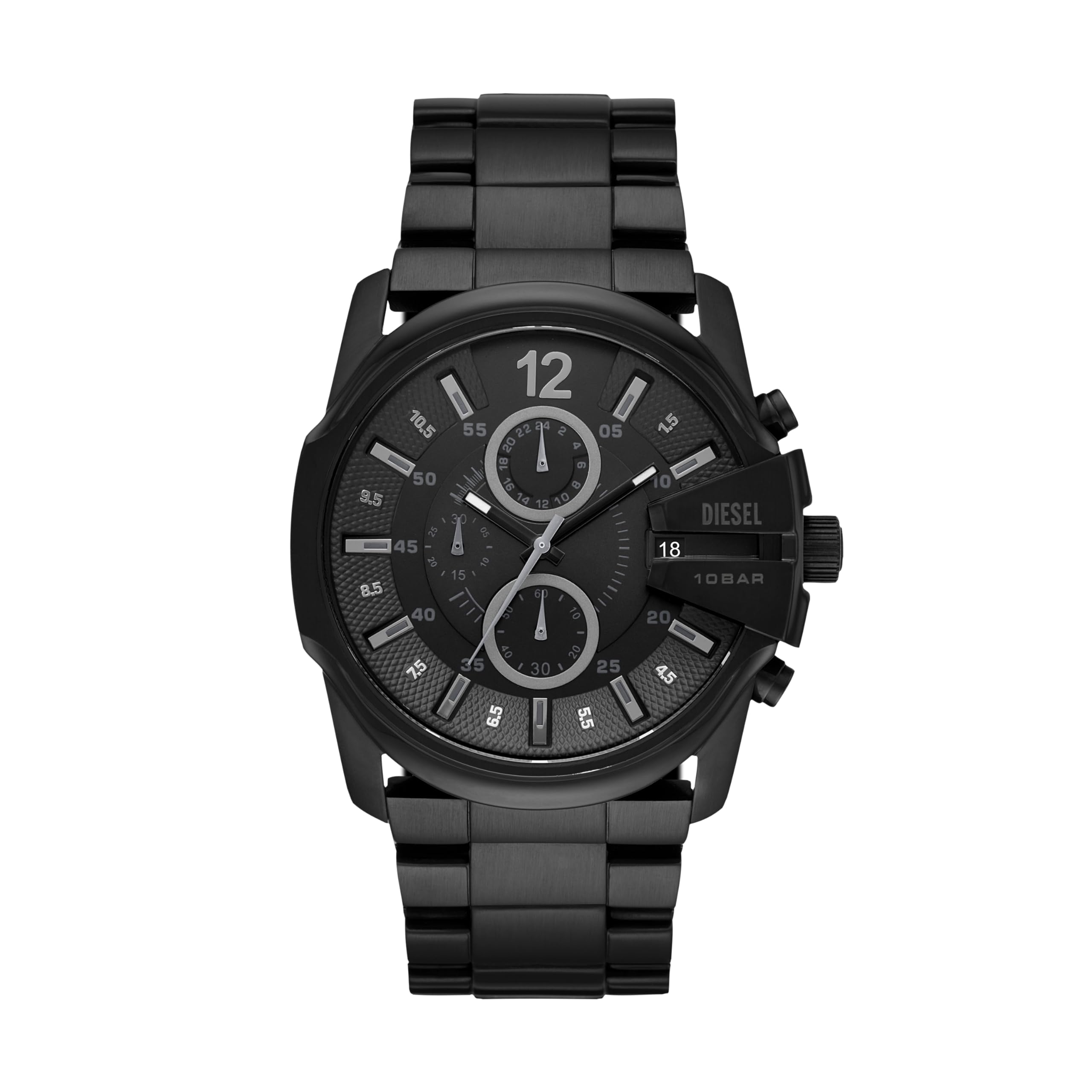Diesel Watch for Men Master Chief Chrono, Three Hand Movement, 49 mm Black Stainless Steel Case with a Stainless Steel Strap, DZ4180 — image 1
