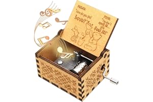 ukebobo Wooden Music Box - The Pooh Saying Music Box, Gift for Friend,Merry Christmas Music Box, New Year's Gifts, 1 Set