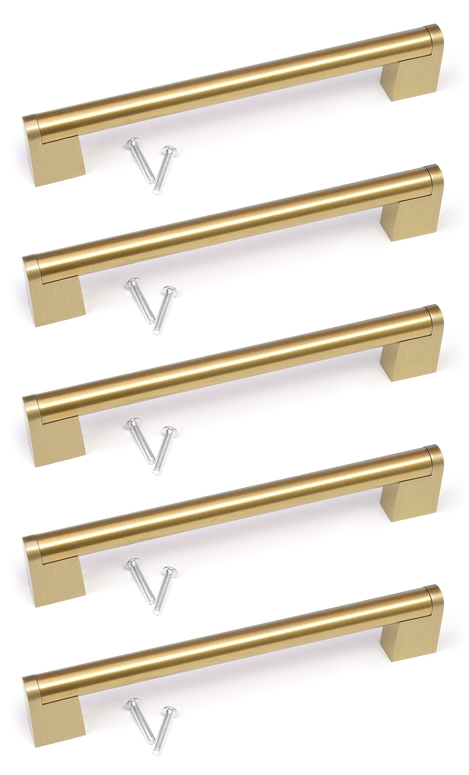 BSM Marketing Gold Finish Kitchen Cupboard Cabinet Boss Bar Door Handle Knob (5, 160mm)
