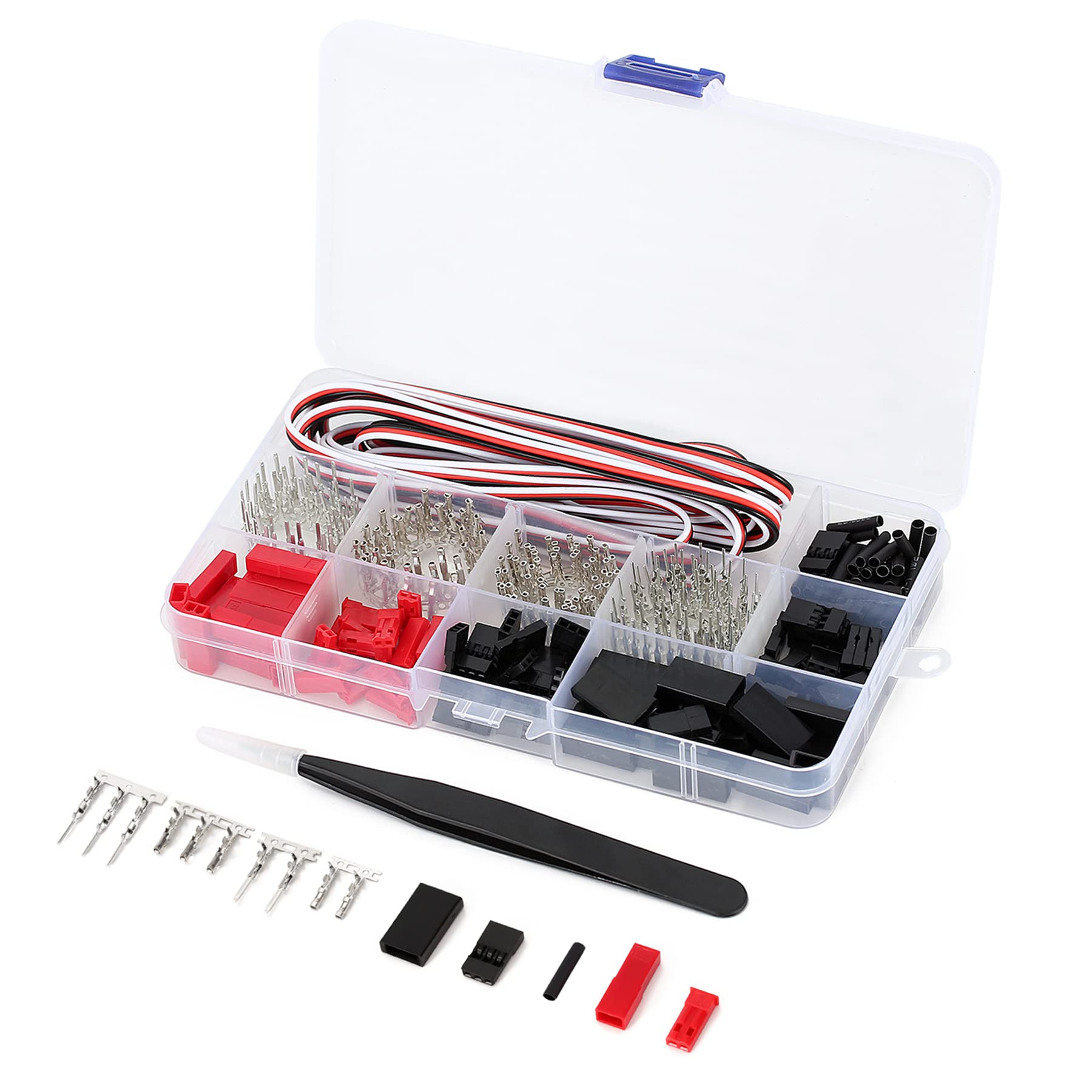 winwill 50 Sets JST Servo Connector Kit, RC Male/Female connectors Crimp Pin Cable Kit Compatible JST SYP Futaba Servo Wire Extension Cable for RC Car Hitec Spektrum Model Airplanes