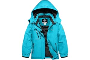 GEMYSE Girl's Waterproof Ski Snow Jacket Fleece Windproof Winter Jacket with Hood