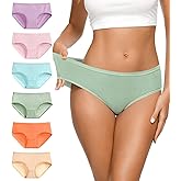 Eiggam Women's Cotton Bikini Panties,High-Cut Full Coverage Stretch Cool Underwear for Women