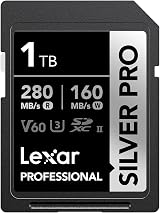 Lexar Silver Pro 1TB SDXC UHS-II V60 U3 C10 Read 280MB/s Write 160MB/s