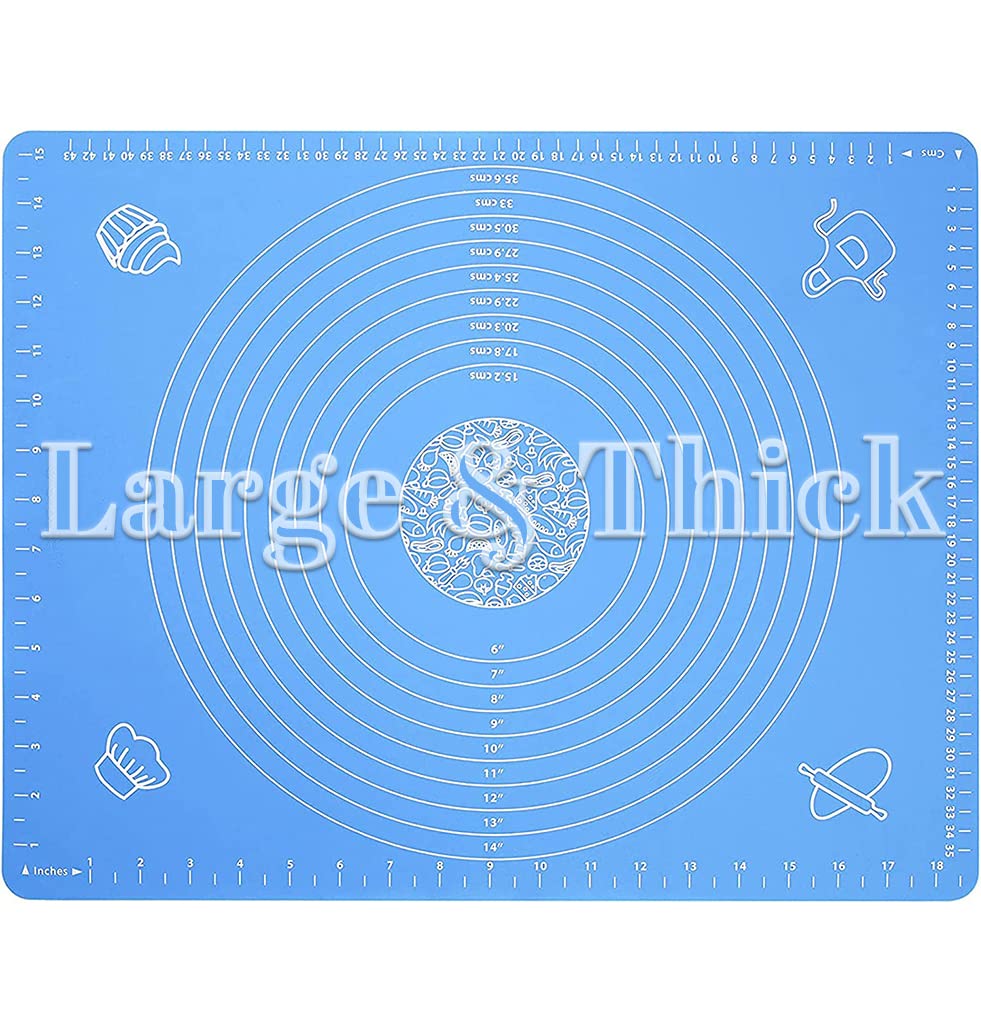 Non-Stick Silicone Baking Pastry Mat - 19.7''x15.8'' - Non-Slip Silicone Fondant Mat - Dough Rolling Mat with Measurement BPA Free (Large)