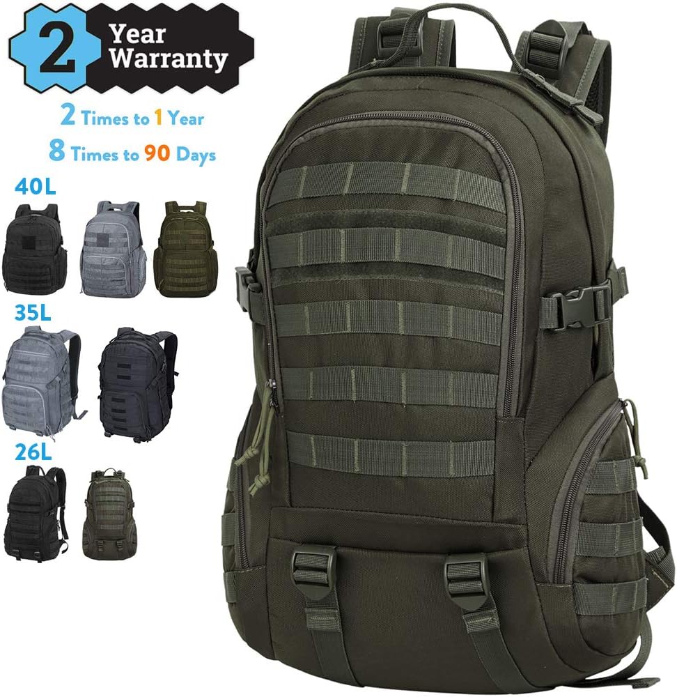 VENTCY Tactical Backpack 26L Assault BackpackTactical Military Backpack Army Rucksack MOLLE Assault Pack Nylon Combat Backpack for Travelling Camping Hiking Trekking (Army Green)