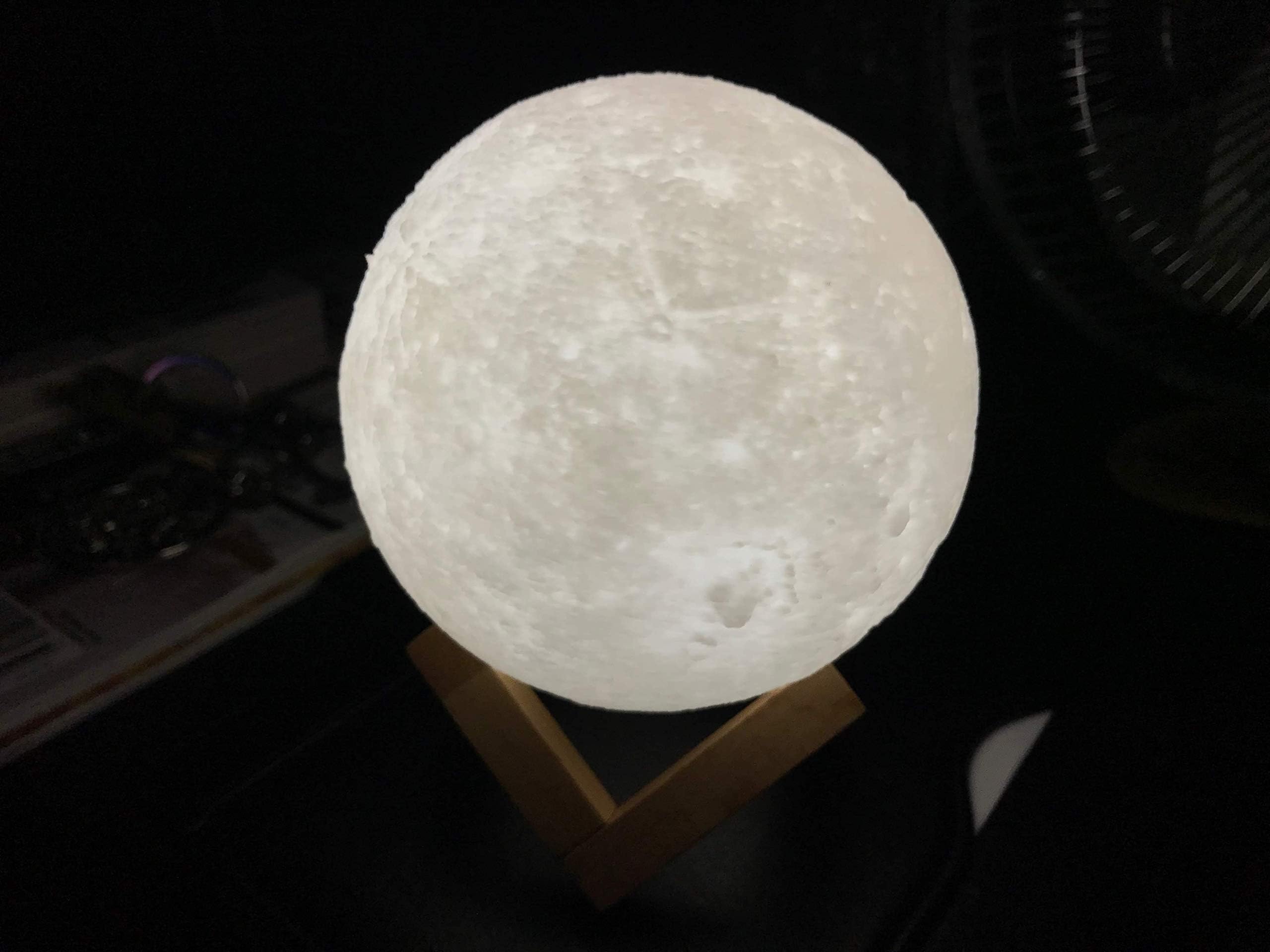 MOONELights 3D Printed LED Moon Lamp with Stand - Glowing Moon Light Effect for Desk or Table Lamps, Baby Nursery, Kids Night Lights - Dimmable, USB Rechargeable, 5.9 inches diameter - Easy to Use