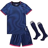 Hiheart Boys Soccer Jersey and Shorts Set Football Team T-Shirt and Shorts with Socks