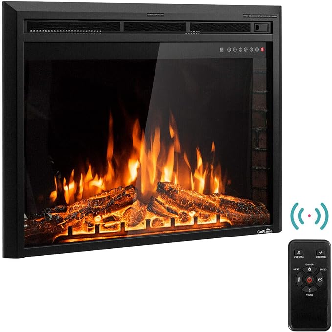 Tangkula Electric Fireplace Insert 36?Smokeless Modern Electric