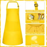 Bouiexye Kids Apron and Chef Hat Set Adjustable with 2 Pockets Yellow view 3