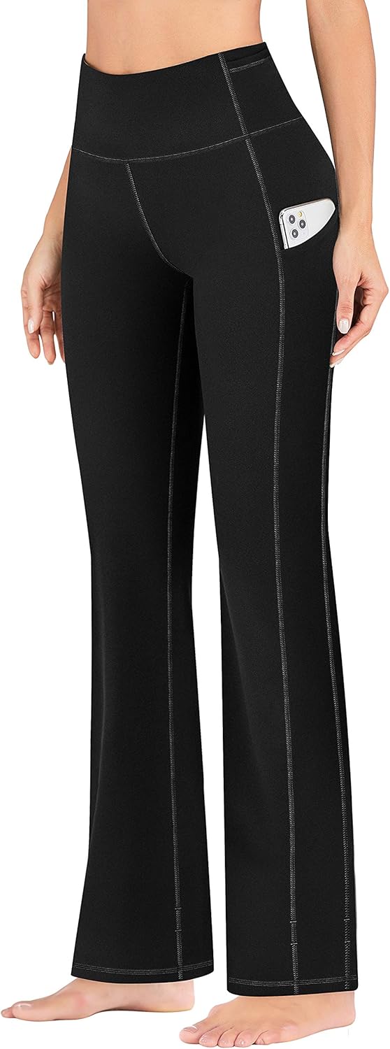 IUGA Bootcut Yoga Pants for Women with Pockets High Waisted Workout Pants Tummy Control Bootleg Work Pants for Women: Clothing