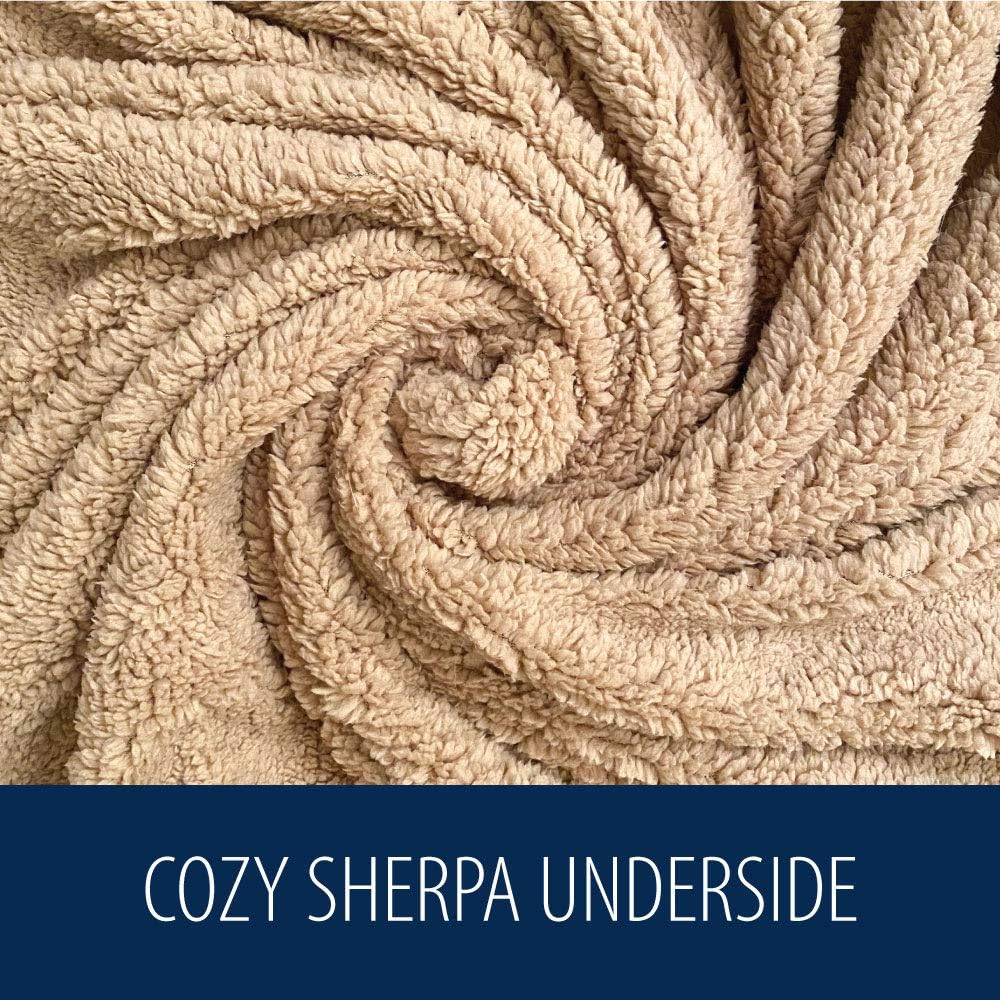 MIGHTY MONKEY Premium Pet Blanket, 47x40 Inch, Machine Washable, Soft Cozy Reversible Sherpa Throw Blankets for Pets, Plush Material, Non Shedding Kitty Cat, Kitten Throws, Large Size, Soft Beige: Home & Kitchen