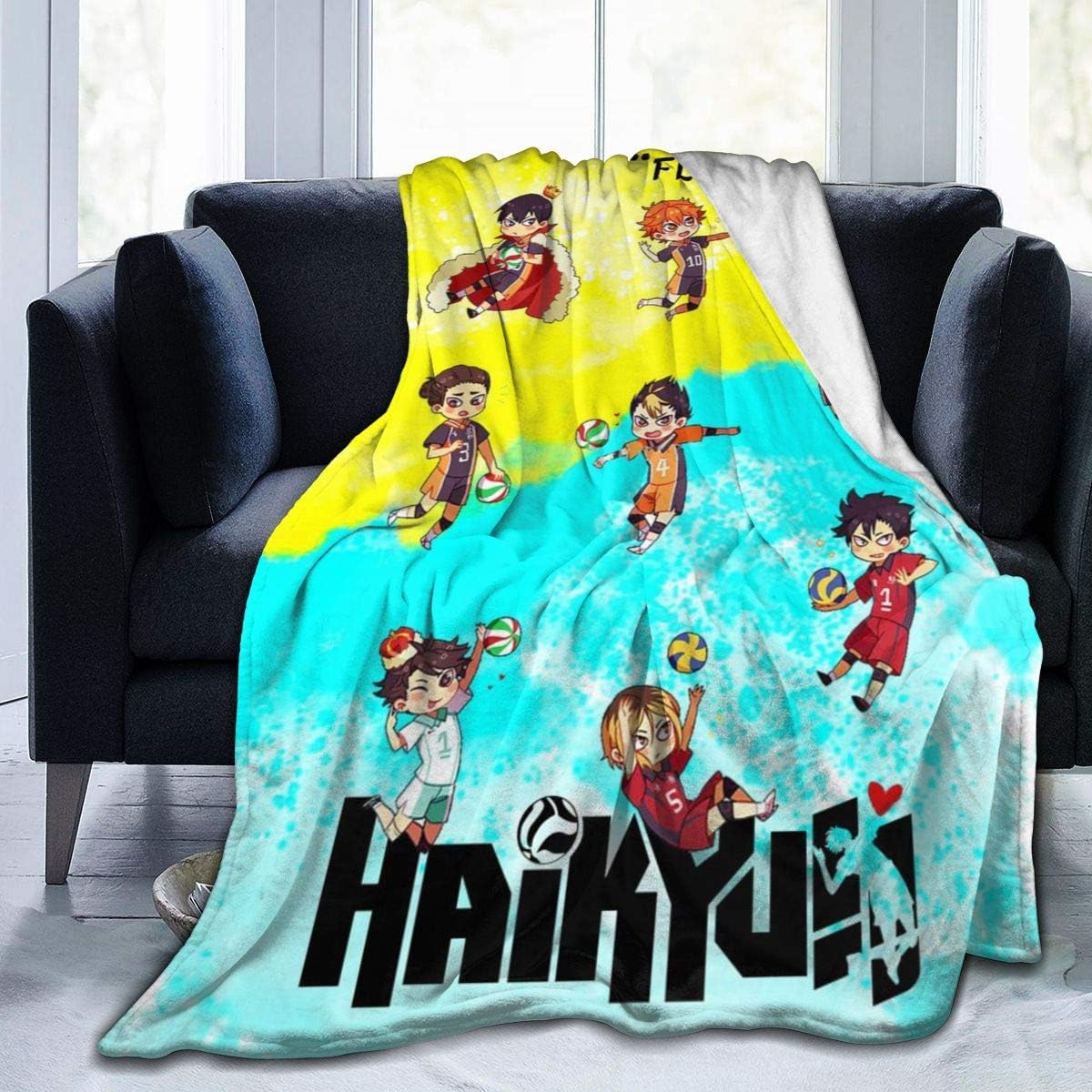 Bestrgi Daily Home Office 3D Printed Blanket Haikyuu Anime Soft Home Sofa Bedroom Couch Living Room Fleece Throw Blanket Reading Bed Rug Decor Gift 50"x40"