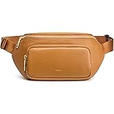 Kattee Fanny Packs for Women, Leather Crossbody Bags for Women Trendy, Small Belt Bag,Fashion Waist Packs with RFID Blocking, Brown