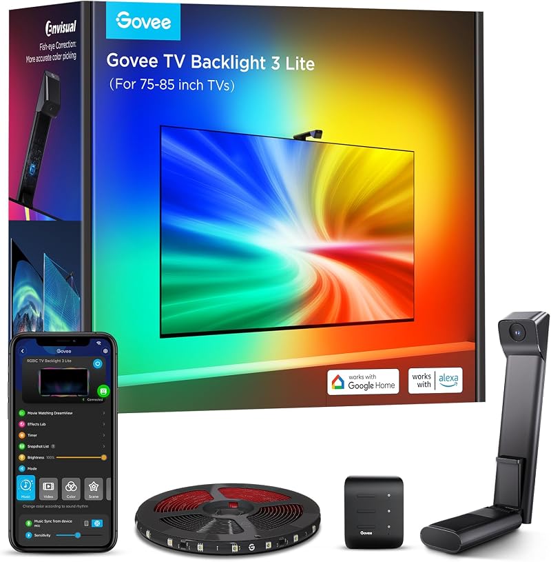 Govee TV Backlight 5m 3 Lite RGBICW with Camera Fish-Eye 75-85 Inch