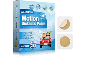 MQXUNMI Motion Sickness Patches, 28 pcs No-Drowsy Sea Sickness Patches for Car Sickness, Air Sickness and Travel Patch, Fast 
