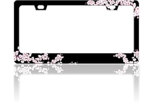 RTINRAN Cherry Blossoms License Plate Frame Beautiful Pink Flowers License Plate Frames Funny Auto Accessory Bracket Stainless Steel License Plate for Women Men 6x12 Inch