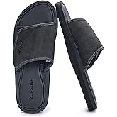 ZOKSOVE Slide Sandals for Men - Adjustable Open Toe Summer Slippers with Padded Footbed-Athletic Anti-Slip Slides with Comfort Soft Foam for indoor/outdoor