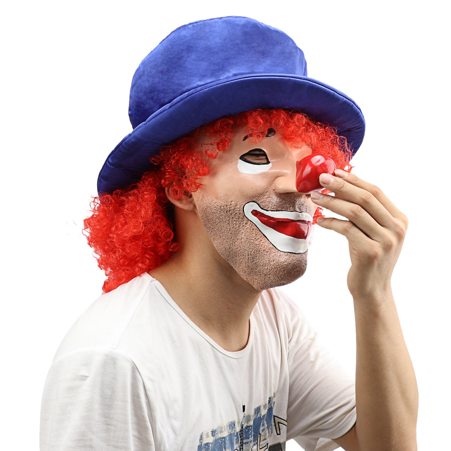 XIAO MO GU Latex Halloween Costume Mask Scary Clown Mask Red Hair Clown Halloween Decorations Masquerade Party