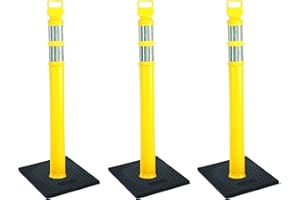 CORTINA SAFETY PRODUCTS Cortina EZ Grab Delineator 45" Post, 3" Hip Collars with 10 lb Base, 03-747YRBC-3, Yellow, 3 Pack