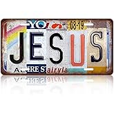 Vintage Jesus Metal Tin Sign License Plate Wall Decor 12 x 6 Inches