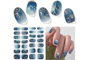 DUKASOU Semi Cured Gel Nail Strips, Stars Shine | 28 pcs Gel Nail Strips Work with Any UV Lamp, Salon Quality UV Nails Stickers, Easy to Apply for Home Nails DIY
