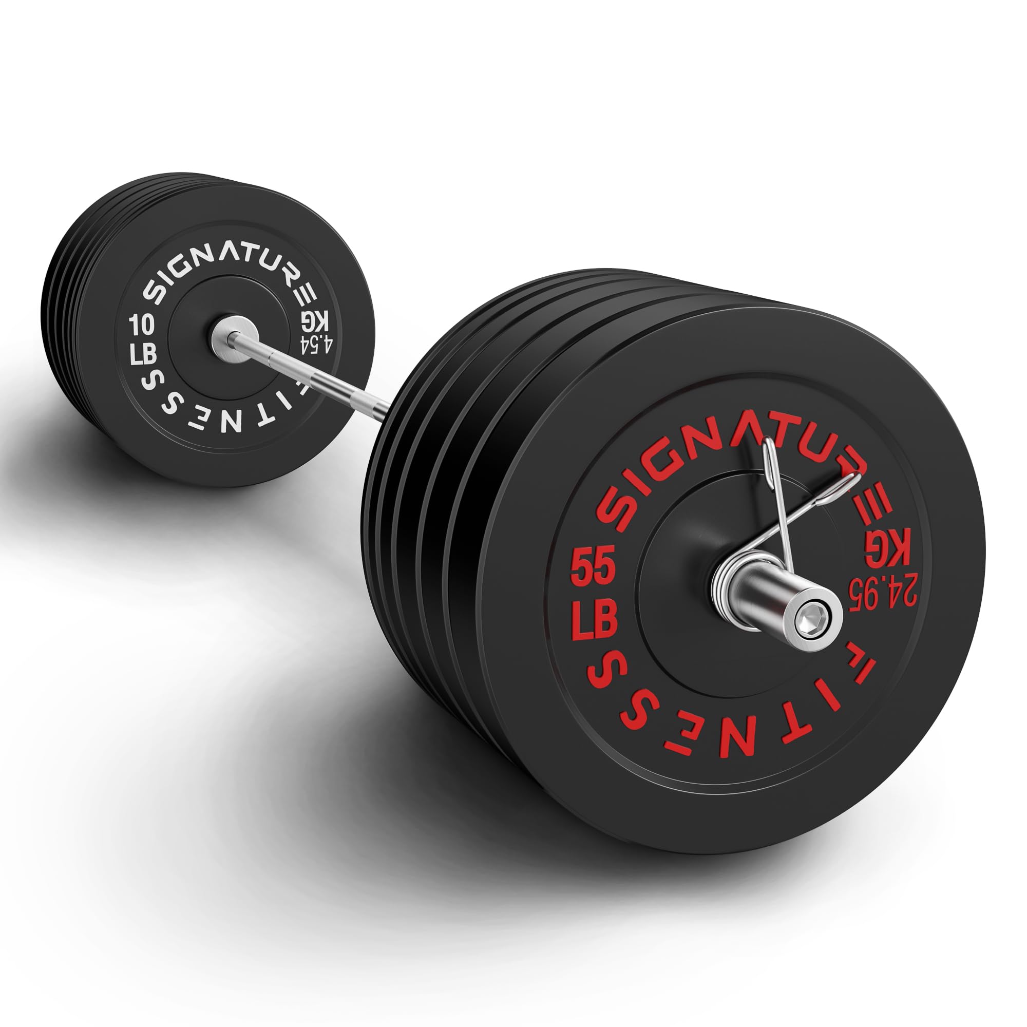 Photo 1 of ***BAR ONLY***Fitvids 2-Inch Olympic Bumper Weight Plates Including 370 LB Weight Plates & 7FT Olympic Barbell Bar, Colored