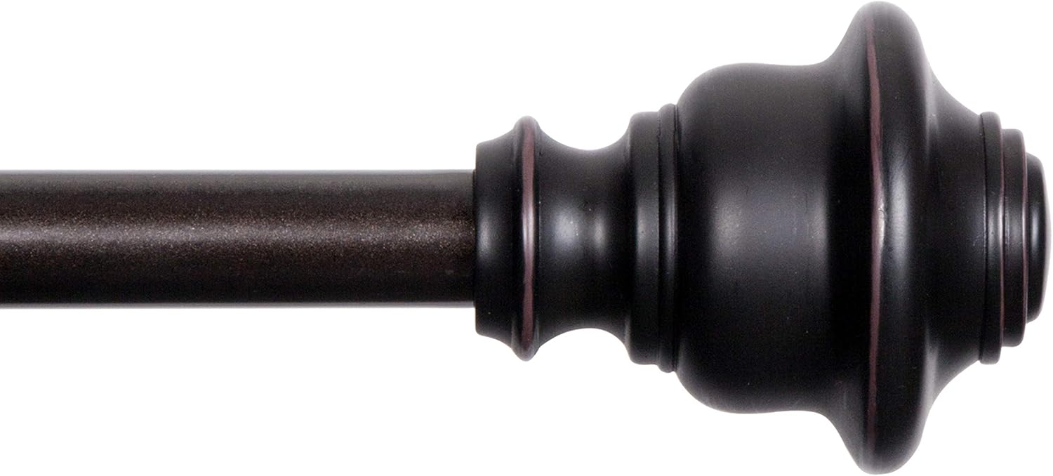 Kenney 5/8" Fast Fit Finn Easy Install Curtain Rod, Weathered Brown, 66"-120": Home & Kitchen
