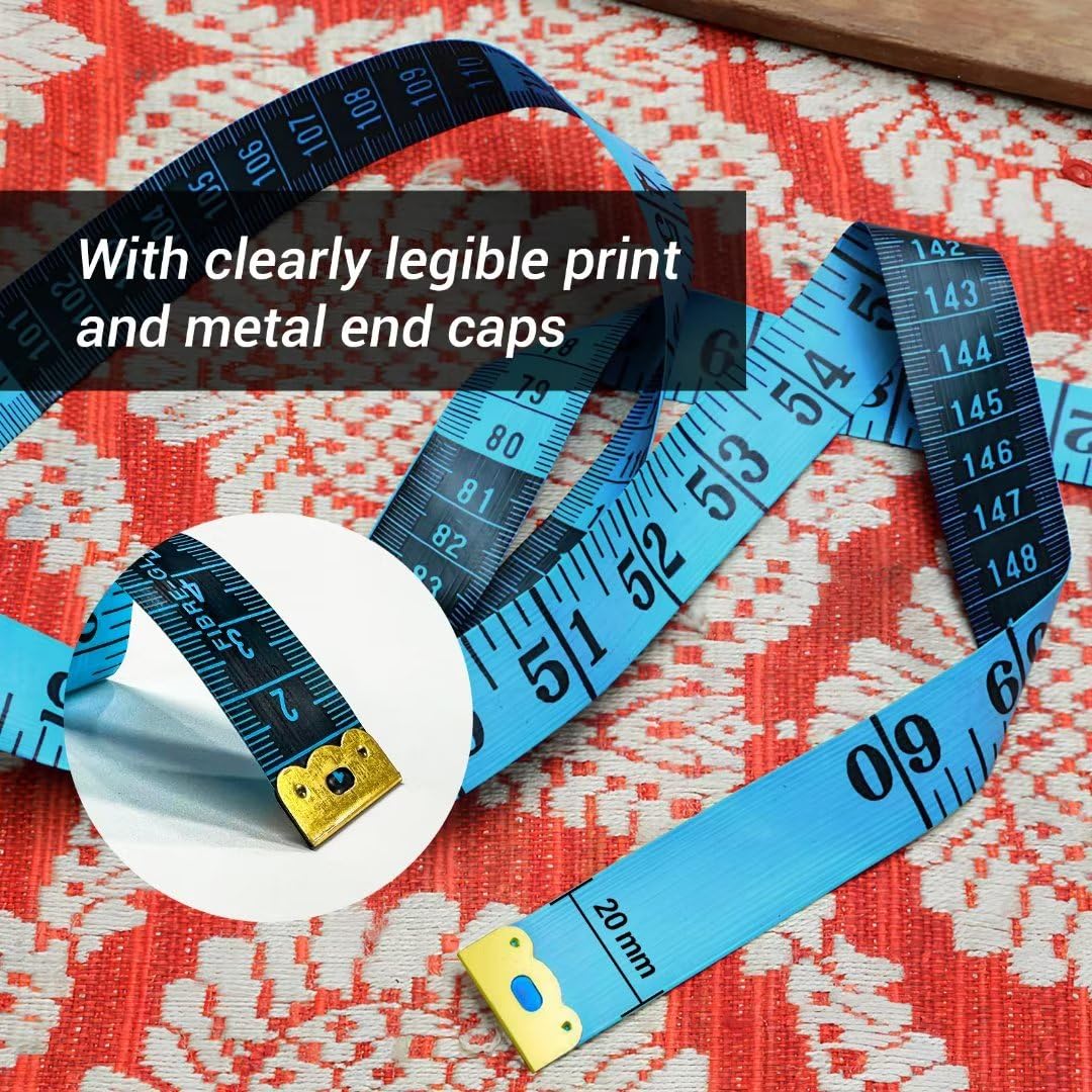 oditton Soft Measuring Tape, 150cm/60 inch Flexible Tape Measure, Double Scale Fabric Tape Measure, for Body Weight Loss Sewing Tailor Craft Ruler(Blue,White,Yellow)