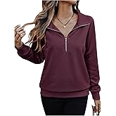 SOLY HUX Women's Quarter Zip Sweatshirt Long Sleeve Collared Casual Pullover Tops Fall Clothes