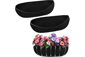 FANTANG 2PCS 24 Inch Window Box Liner Fabric Planter Basket Liner Trough Planter Insert Liner Black Hanging Flower Basket Liners Non-Woven Felt Plant Liner for Planters Fence Garden - Avoid Bird Nesting