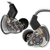 CCZ Yinyoo Melody in Ear Monitors Earphones Headphones Wired Earbuds without Microphone IEM HIFI Bass with 1DD 1BA, Ear fins, 4N OFC Cable for Musicians, Singer, on Stage, Studio (no mic, clear black)