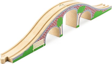 wooden train track with bridge