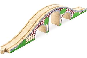 Conductor Carl Wood Train Track Expansion Packs| Compatible with Most Train Tracks| Brick Bridge -1 Count (Pack of 2)