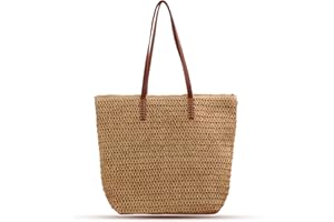 Women Straw Beach Bag Large Summer Straw Handmade Woven Shoulder Bags Bobo Tote Handbag Purse for Travel Vacation Shopping