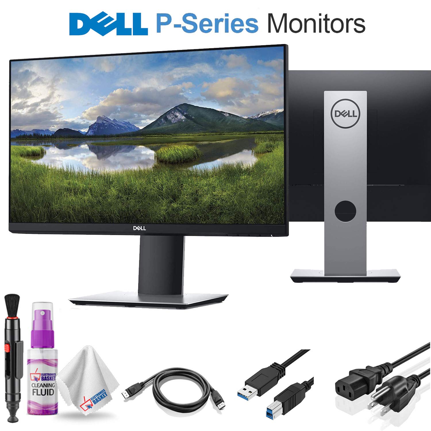 Dell P2419H 23.8" 16:9 Ultrathin Bezel IPS Monitor P2419H with Wire Straps, Dust Blower, and Electro