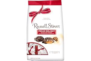 Russell Stover Pecan Delight Gusset Bag 16.10 Ounce Russel Stover Milk Chocolate Covered Candy Pack, Crunchy Pecans and Buttery Caramel Covered In Sweet Milk Chocolate Candy, Individually Wrapped